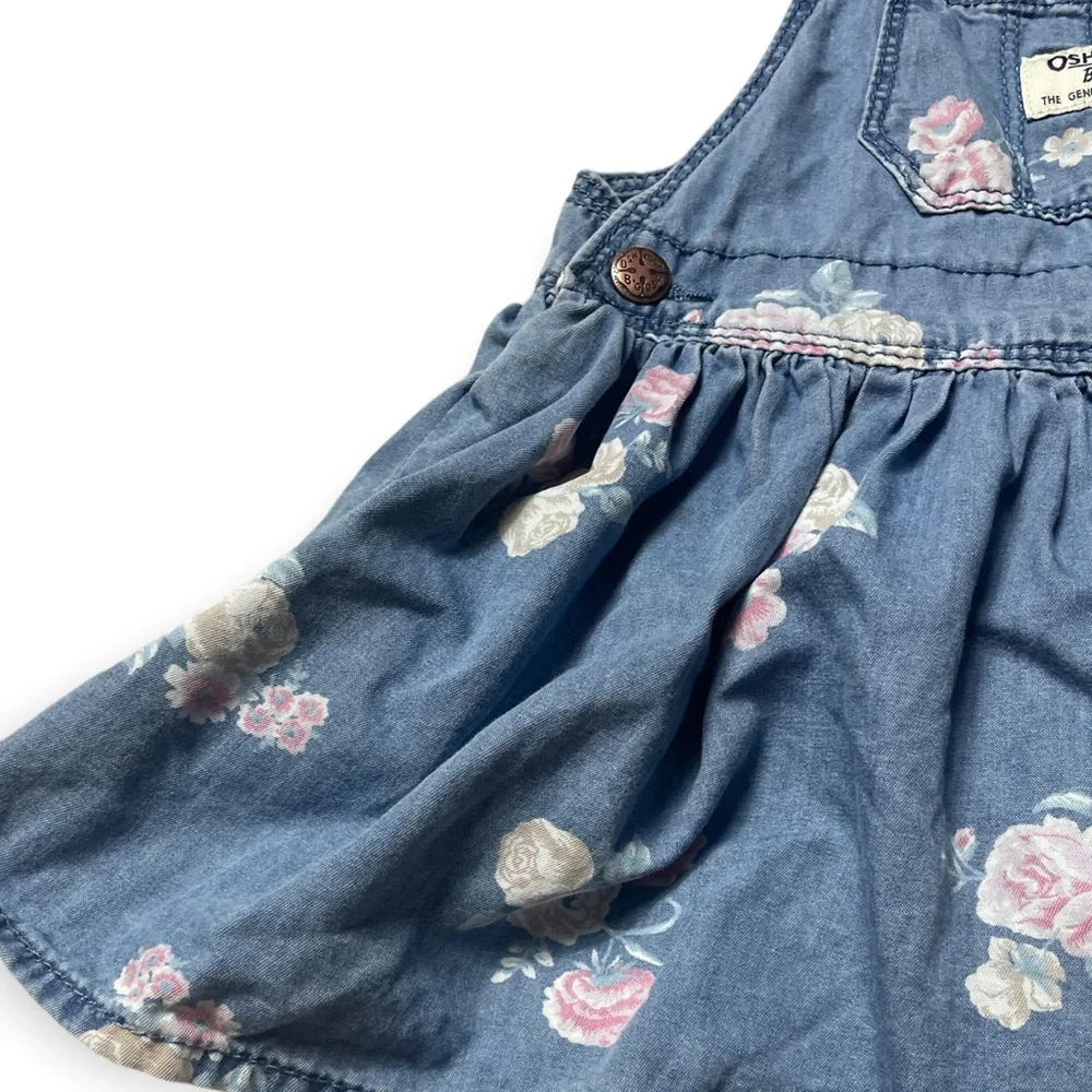 Baby OshKosh B'Gosh Denim Floral Overall Dress 24 Months